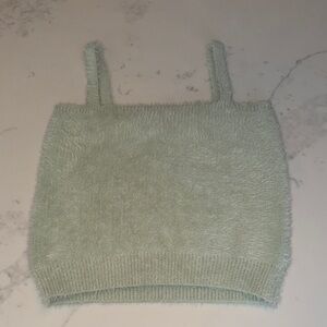 Elegant Mint Green Fuzzy Tank Top